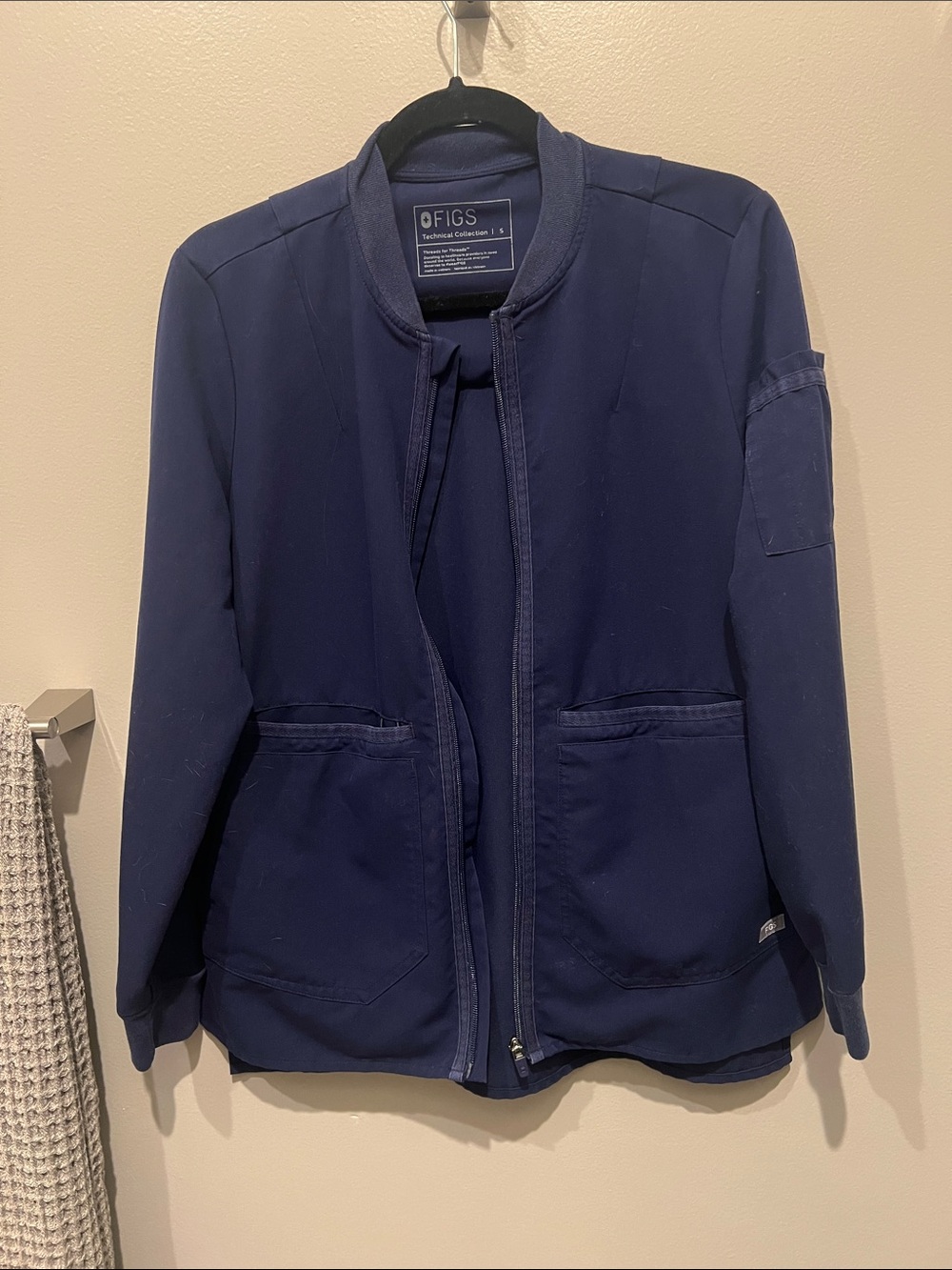 FIGS Deep Navy Lightweight Medical Bomber Jacket